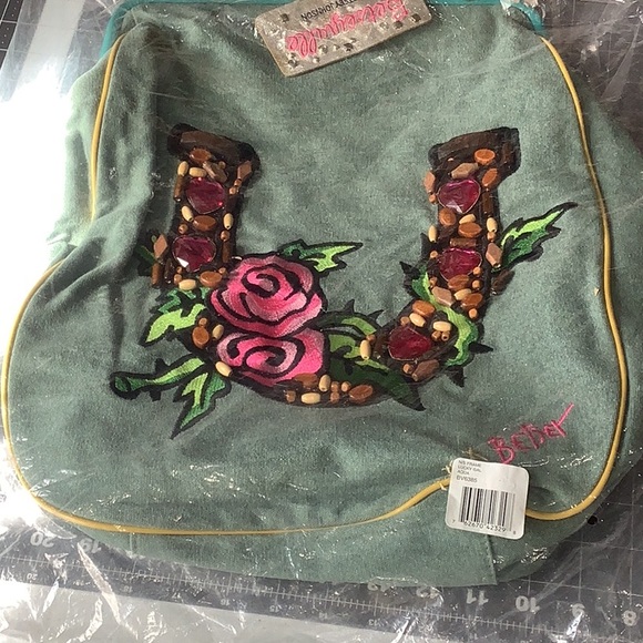 Damaged NWT Betsey Johnson Betseyville Lucky Gal bag in Aqua - Picture 11 of 12